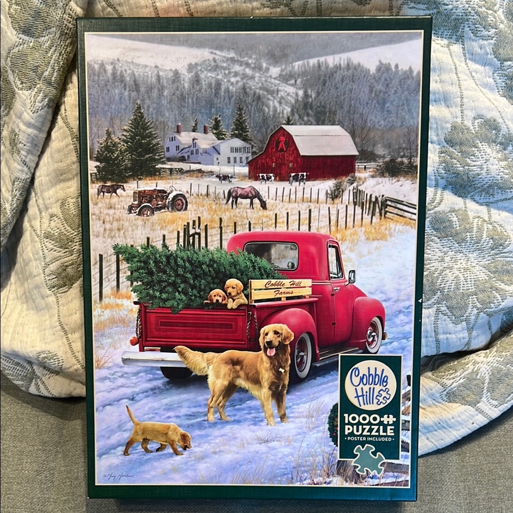 Cobble Hill Christmas on the Farm Holiday 1000 piece adult jigsaw puzzle